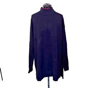 Halogen Womens Sweater Size XL Black Turtleneck Wool And Cashmere Side Split